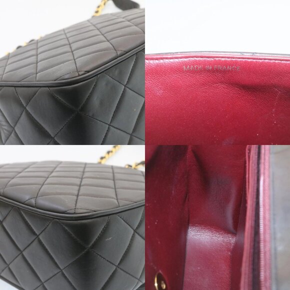 CHANEL Matelasse Chain Flap Shoulder Bag Lamb Skin Black Gold CC Auth 28632SAV - Picture 16 of 16